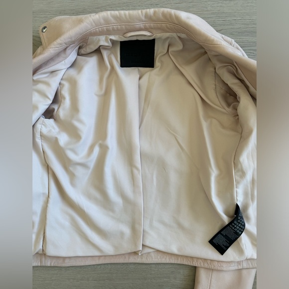 All Saints Dalby Slim Fit Biker Jacket Lamb Leather Blush pink Size 2 Zipper - Picture 8 of 15